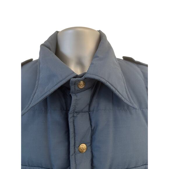 Vtg Eddie Bauer Goose Down Jacket Coat Snaps Puffer Snaps Chambray Blue Shacket - Picture 3 of 14